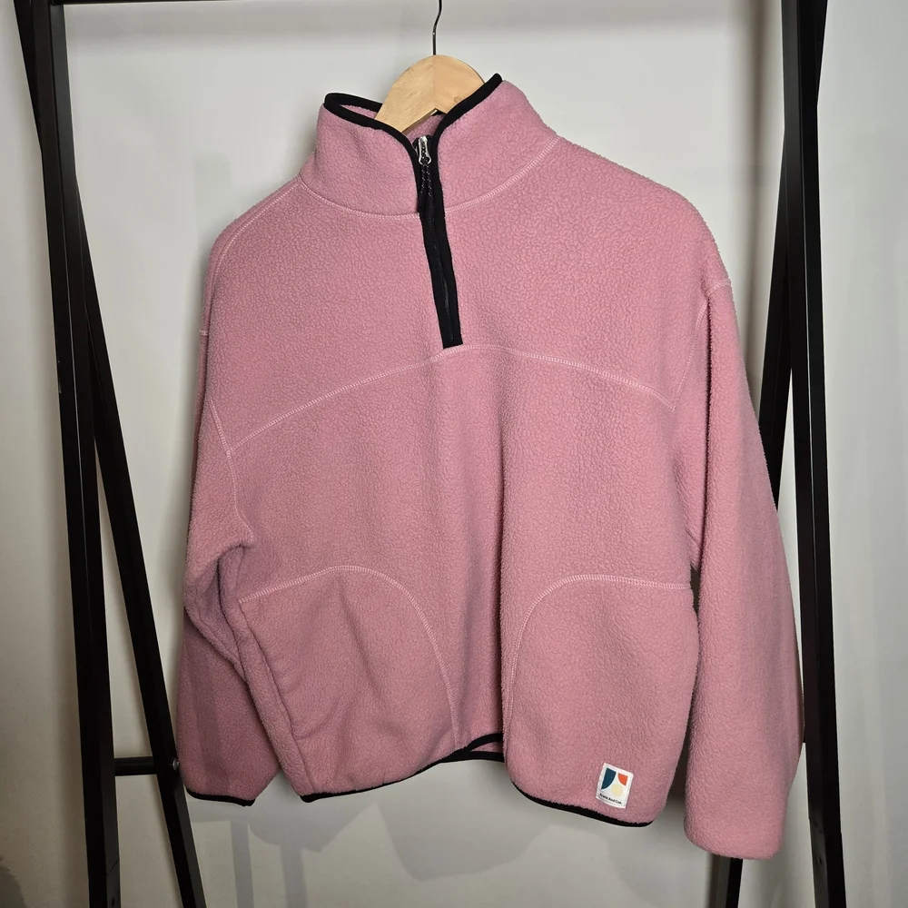 Frank & Oak Pink Half-Zip Fleece Pullover Medium - Picture 3 of 9